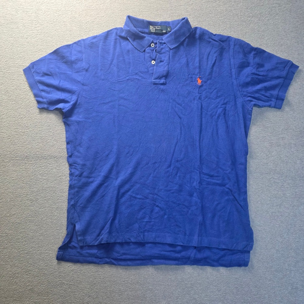 Polo Ralph Lauren Polo Shirt Mens Large Royal Blue Orange Pony 100% Cotton Golf